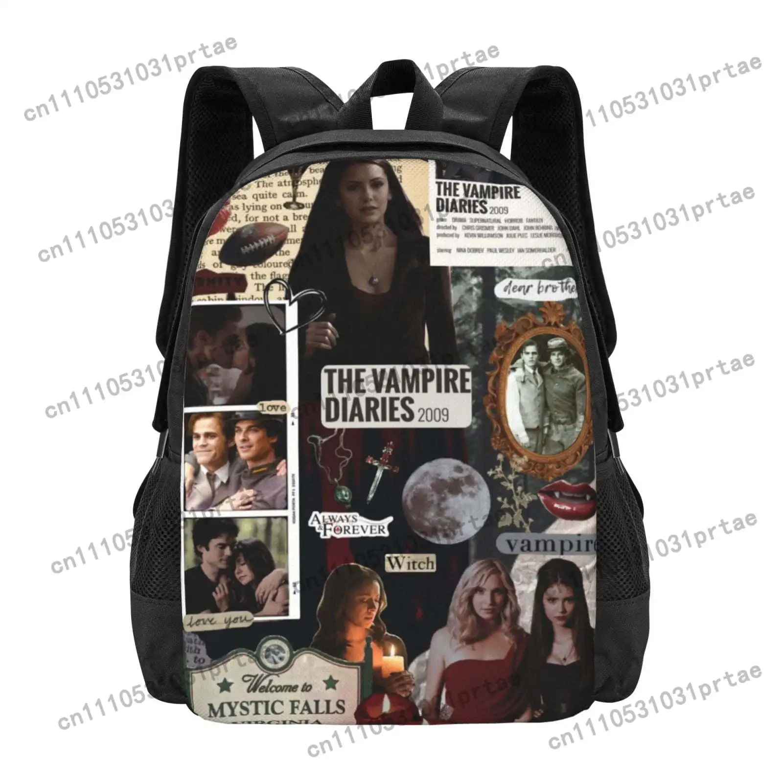 Casual Shoulder Bookbag, The Vampire Diaries Backpack Travel Bag Knapsack For Outdoor Hiking