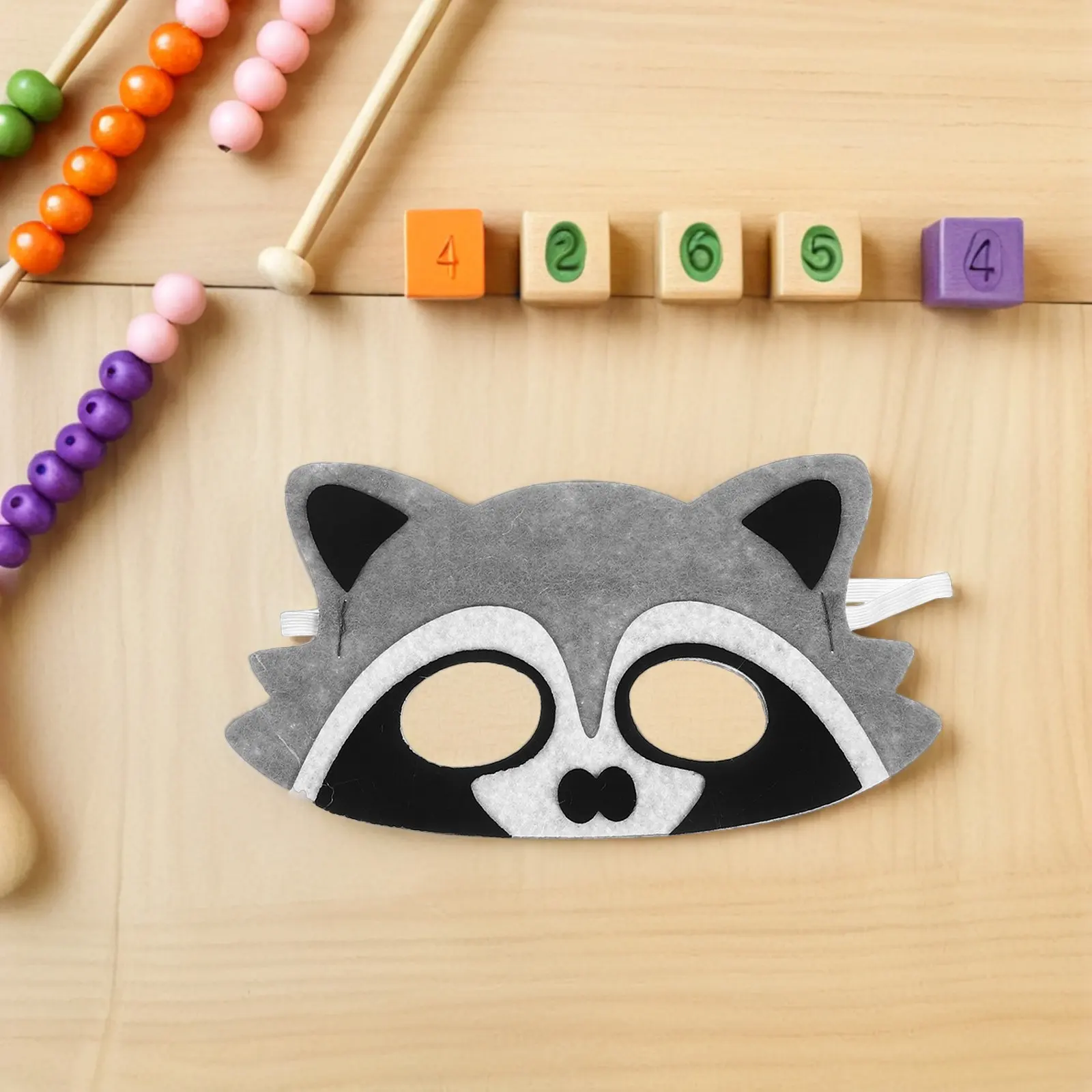 10Pcs Half Face Mask Eye Covers For Kid Party Favors Felt Animal Masks Cartoon Style Raccoon