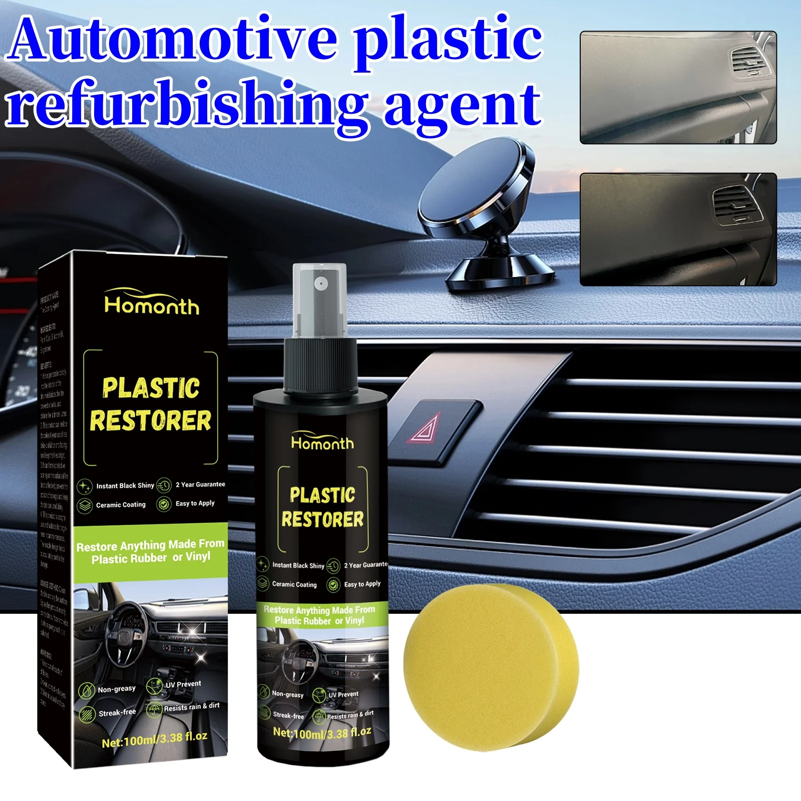 Car Plastic Renovator Back To Black Gloss Trim Hydrophobic Liquid Leather Plastic Restorer Polish Lasting Protects Exterior Wax