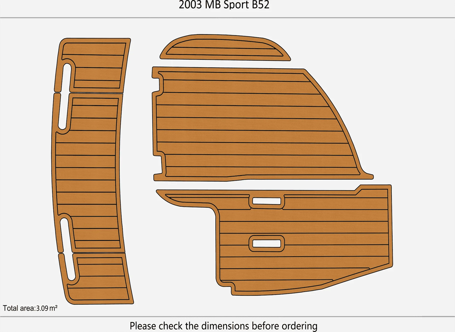Anti-Skid EVA Faux Teak Self-Adhesive 6mm Boat Decking Pad for 2003 MB SportS B52 Yacht Cockpit Durable Marine Flooring