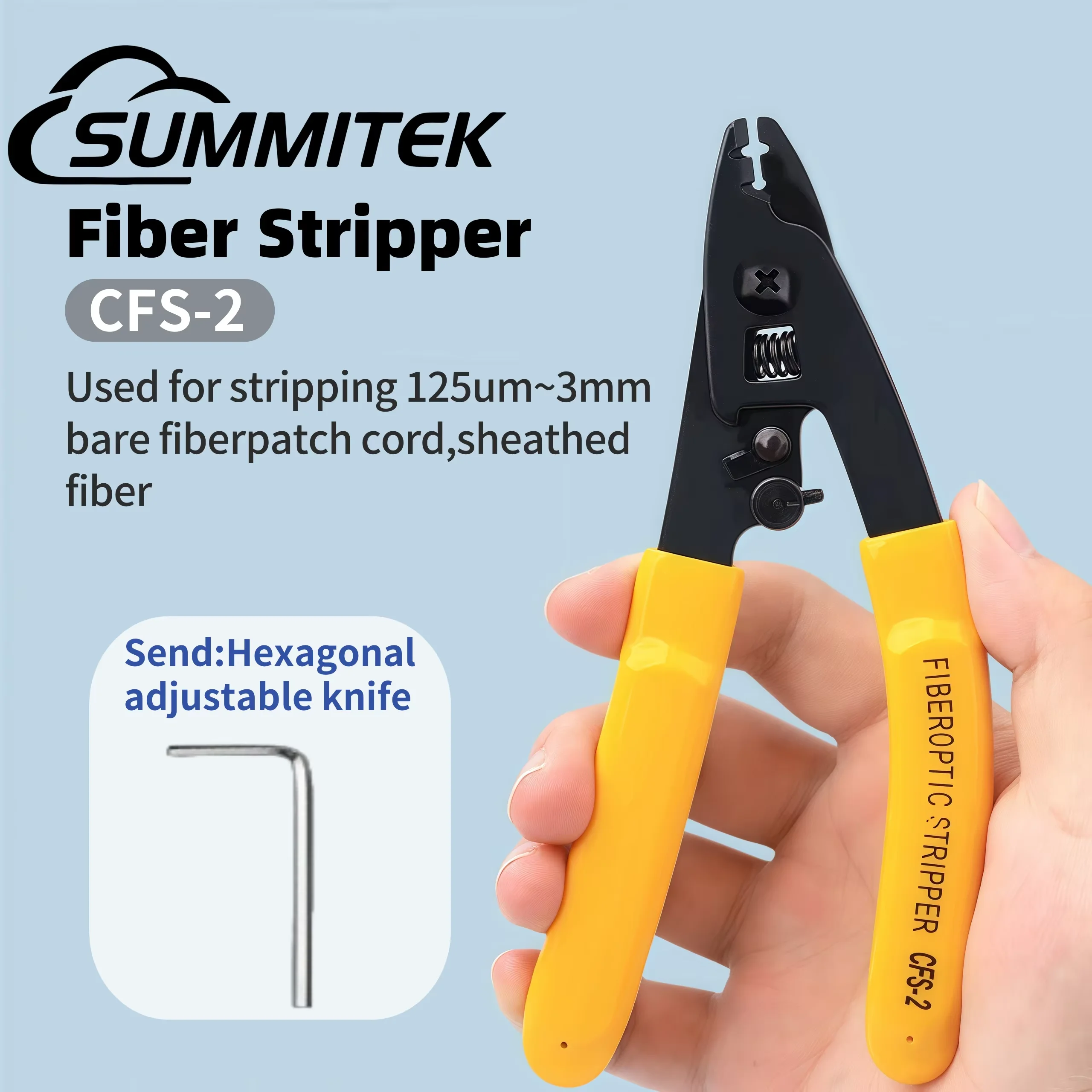 SUMMITEK CFS-2 Series Two Hole Precision Fiber Stripper Pliers Efficient Optic Stripping Plier Tool Maintenance Pliers