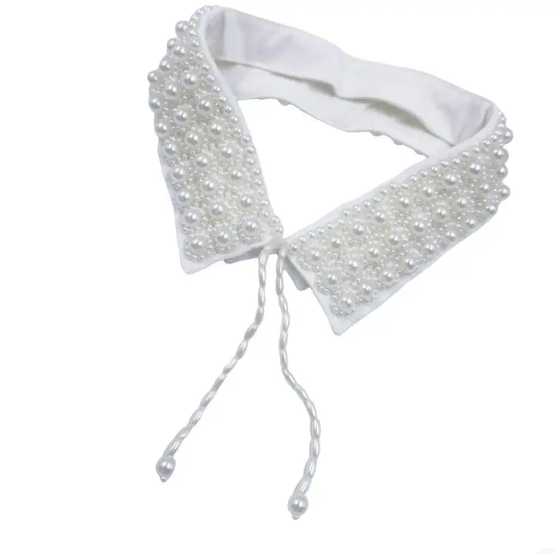 طوق صناعي متعدد الاستخدامات 270D مع ديكورات لؤلؤية وإكسسوارات الملابس المزخرفة مع تصميم مربوط برباط للنساء والفتيات