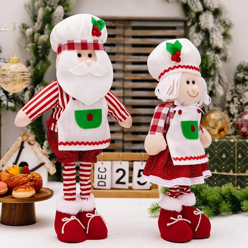 Standing Christmas Santa Claus Doll Telescopic Collectible Figurines Plush Figurine Santa Claus Doll Soft Christmas Decorations