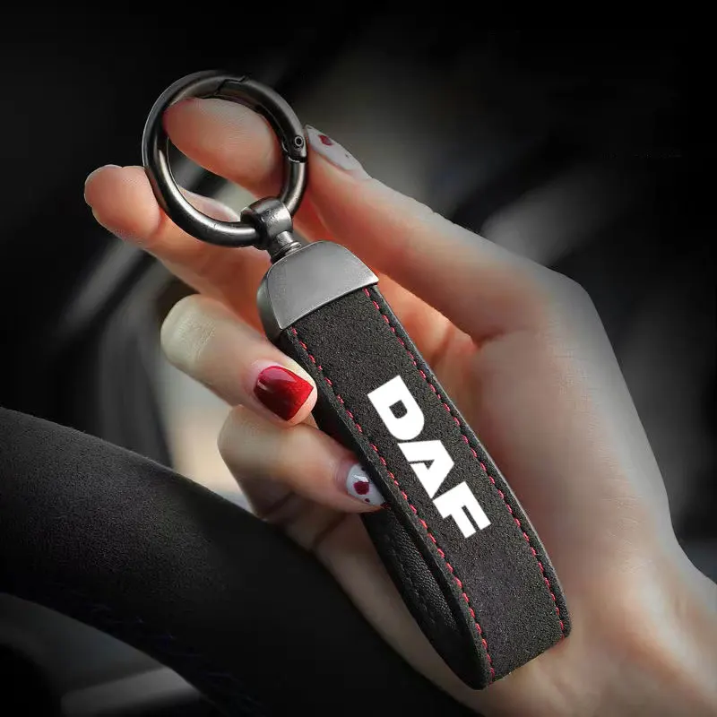 4 Colors Suede Leather Keychain Horseshoe buckle Business Gift Men Women Car Waist Wallet  Keyrings for DAF 106xf Truck lf van