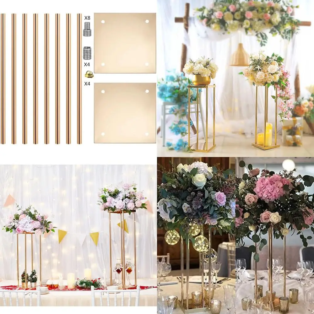 

Элегантные золотые металлические цветочные центральные элементы, 23,6 высоких витринных колонн для свадебного приема и вечеринки, декор стола