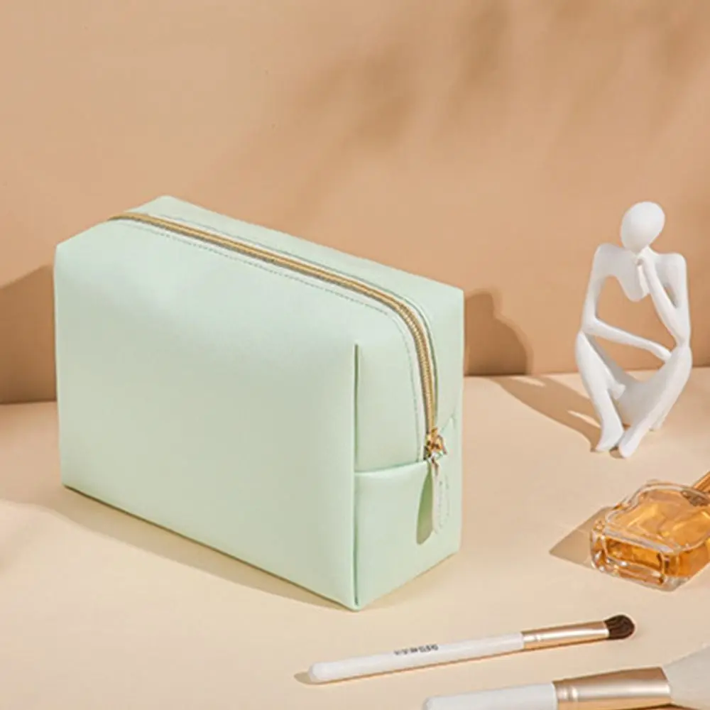 Solid Color Large Capacity Cream Color Zipper Wash Pouch Women Toiletry Bag Travel Organizer Korean Storage Bags Cosmetic Bags