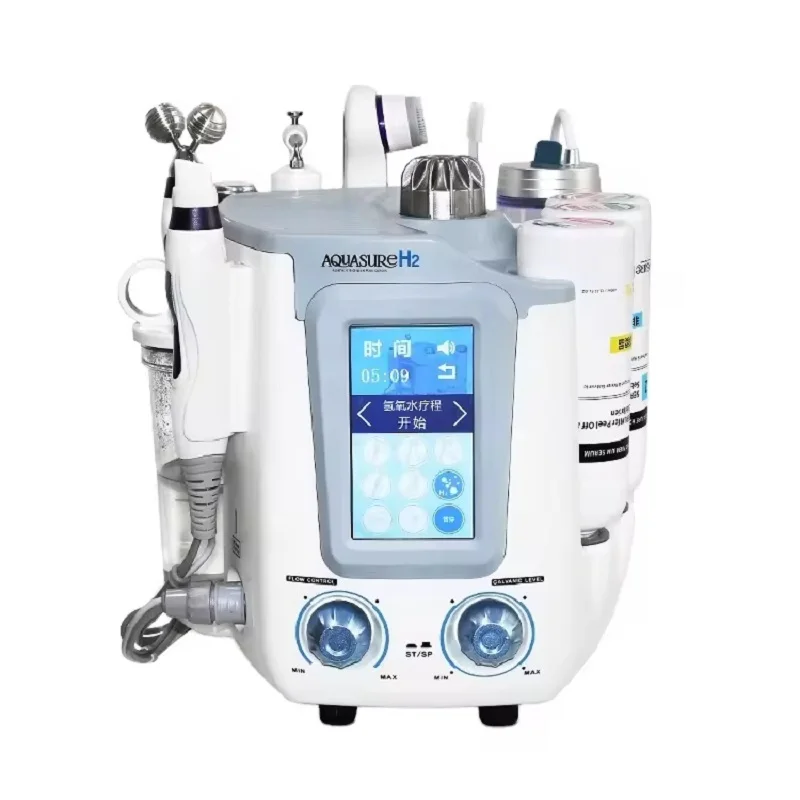 

Oxygen 6 in 1 Hydro DermabrasionAqua Peeling Cleansing SPA Salon Skin Care BIO RF Sprayer Oxygen Injection Machine