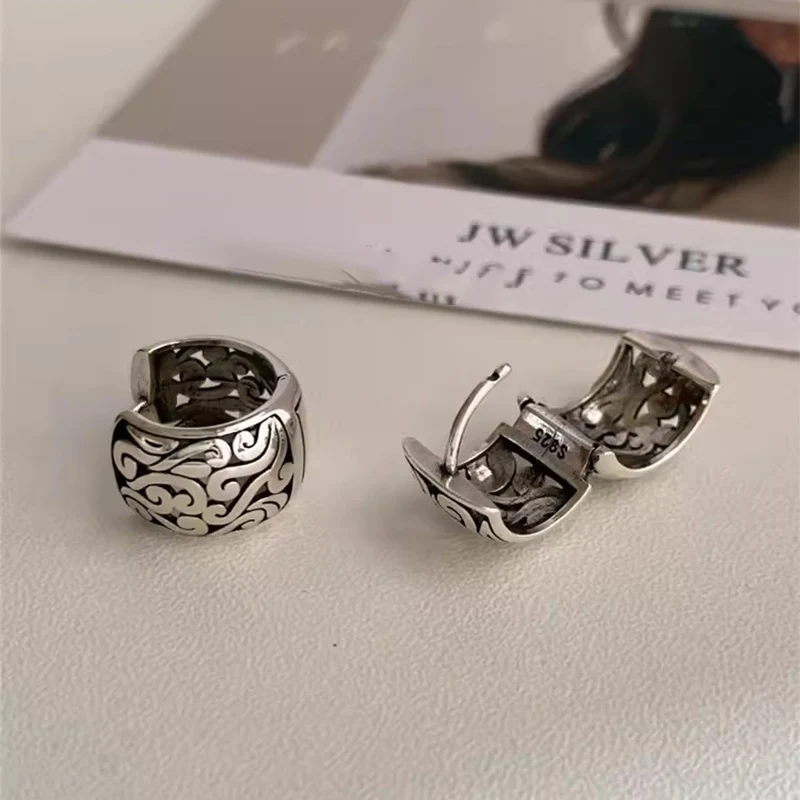 Mewanry Prevent Allergy Hollow Cloud Pattern Hoop Earrings For Women Girls Fashion Elegant Ethnic Vintage Daily Party Jewelry