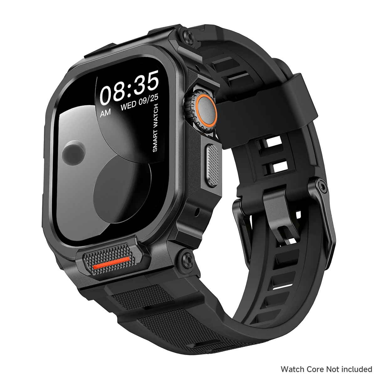 Silicone Band+Zinc Alloy Case for Apple Watch 46mm 49mm Sport Strap with Rugged Hard Metal Covers for iWatch Ultra Series 11 10