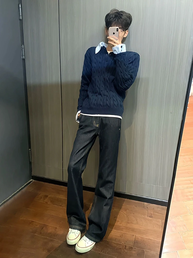 

Мужские джинсы Bla Denim: расклешенные, с высокой талией, прямые, эластичные, повседневные брюки в американском уличном стиле, визуально удлиняющие ноги