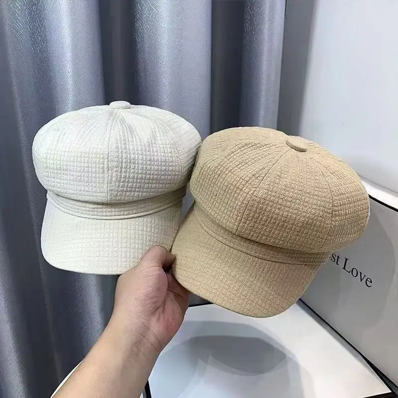 

Winter Warm Newsboy Beret Cap Peaked Design Women Autumn Outdoor Streetwear Daily Casual Sun Protection Hat