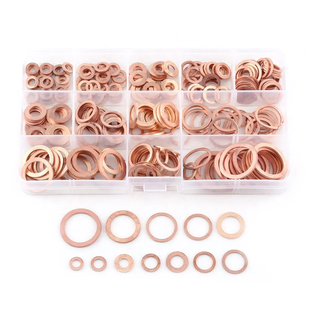 Copper Washer Metal Washer 12 Sizes Copper Flat Washer Plain Washers With Box Fitting for Screws  Fasteners Washer