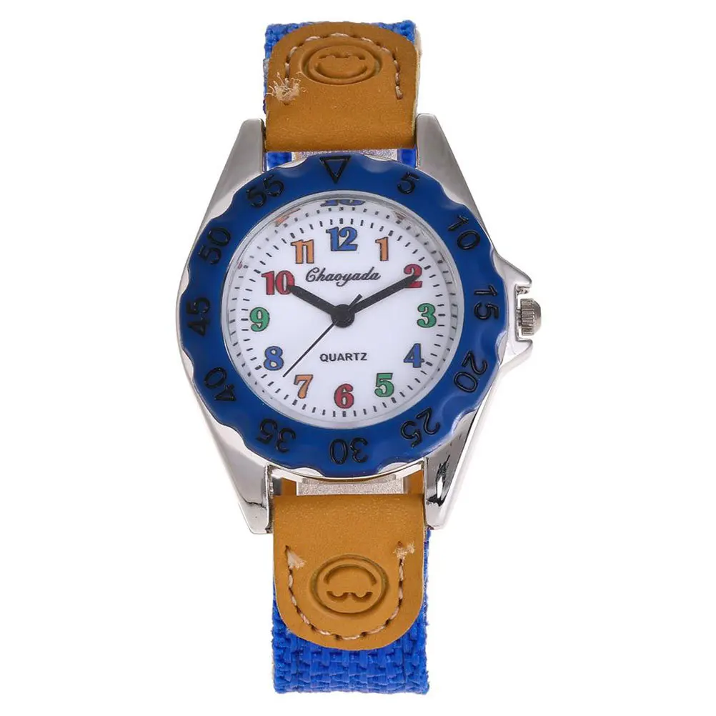 

Kids Cartoon Watch Blue Nylon Strap Creative Quartz Wristwatch for Children Students Gift Unique Fun Timepiece