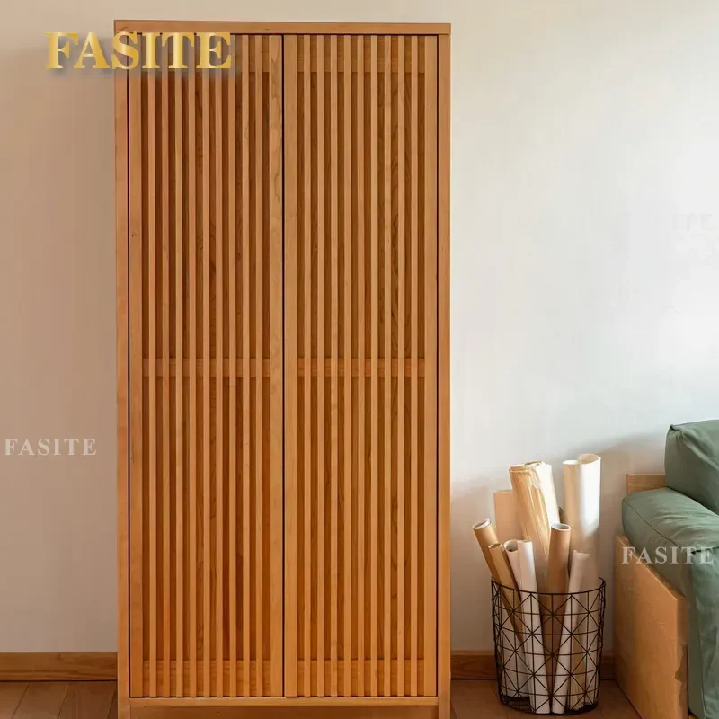 For Solid Wood Cherry Wardrobe Japanese Style Bedroom Storage Cabinet Household Log Mobile Closet Furniture