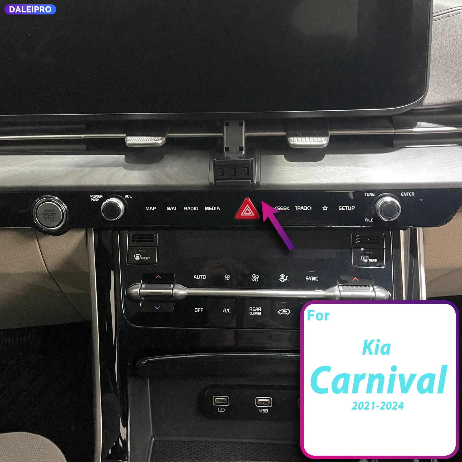 For Kia Carnival 2021-2022 2023 2024 Vehicle-Specific Phone Holder Base Smart Car Phone Mount 66W Charging Holder Accessories