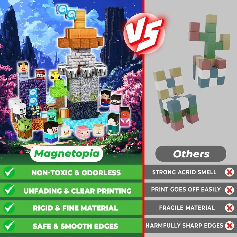 150피스 자석 블록 세트, 3세 이상 어린이용, 남녀 어린이(4-12세) 교육용 조립 장난감