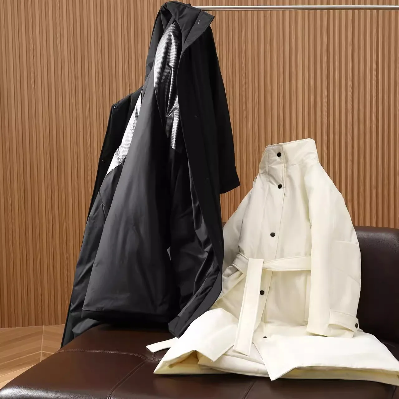 Women's Long down Jaet  Lapel Walking Quilted Goose down Winter Coat Thiened Commute Sle Mid-Length