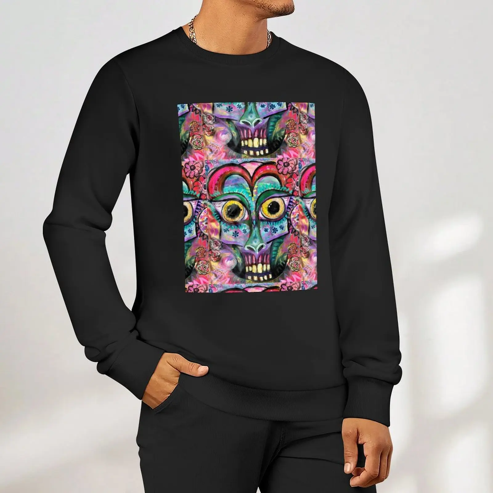 Floral Sugar Skull Pullover men's coat winter clothes autumn new products men's clothes sweatshirt male