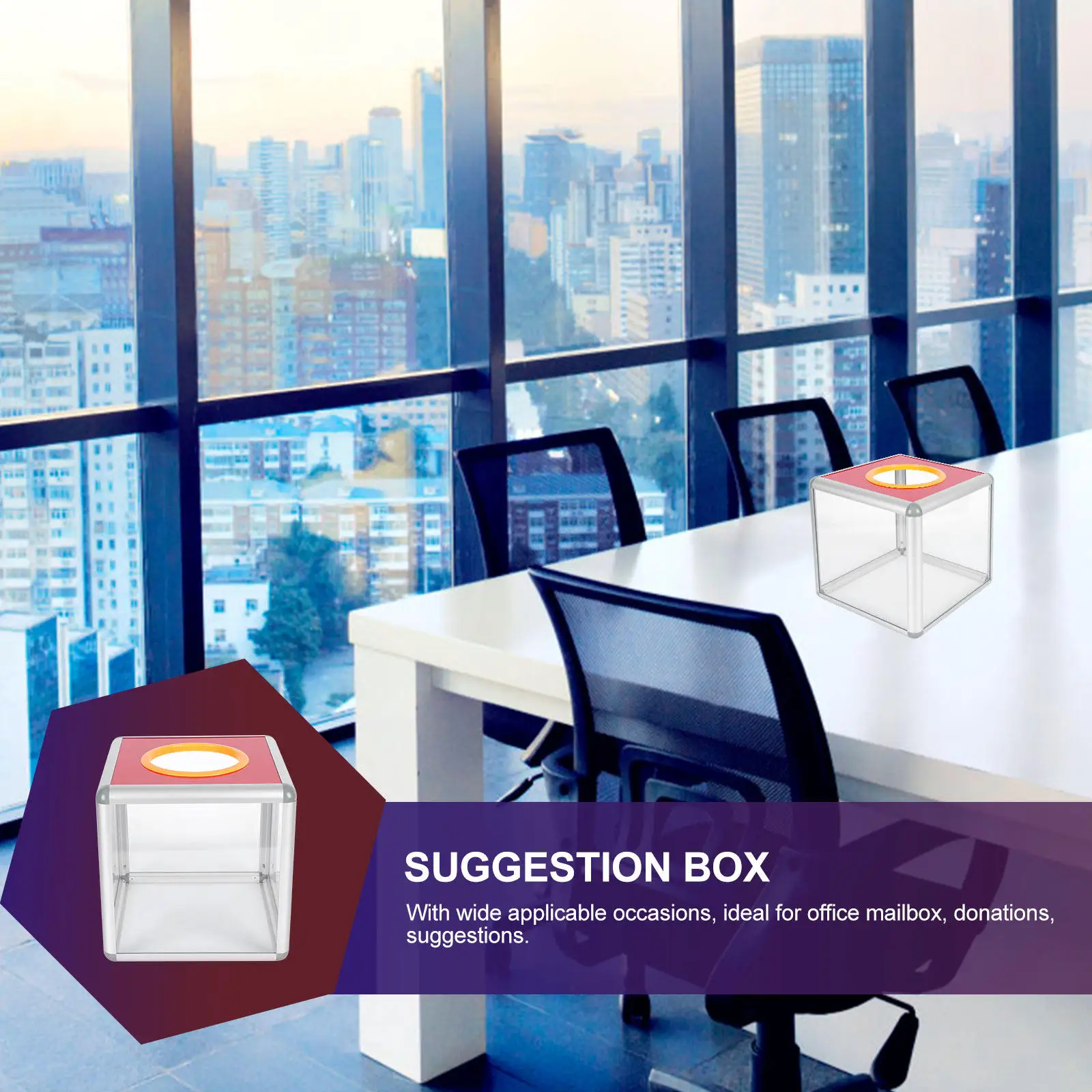 1Pcs Transparent Fundraising Box Sturdy Lockable Draw Box for Votes Collection Charity Donation Suggestion Storage Container