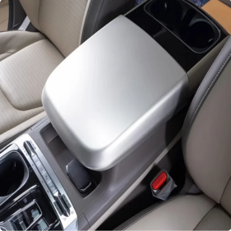 For Kia Carnival Sedona KA4 2021 - 2024 ABS Interior armrest panel sticker frame Pearl Silver Carbon fiber pattern Interior