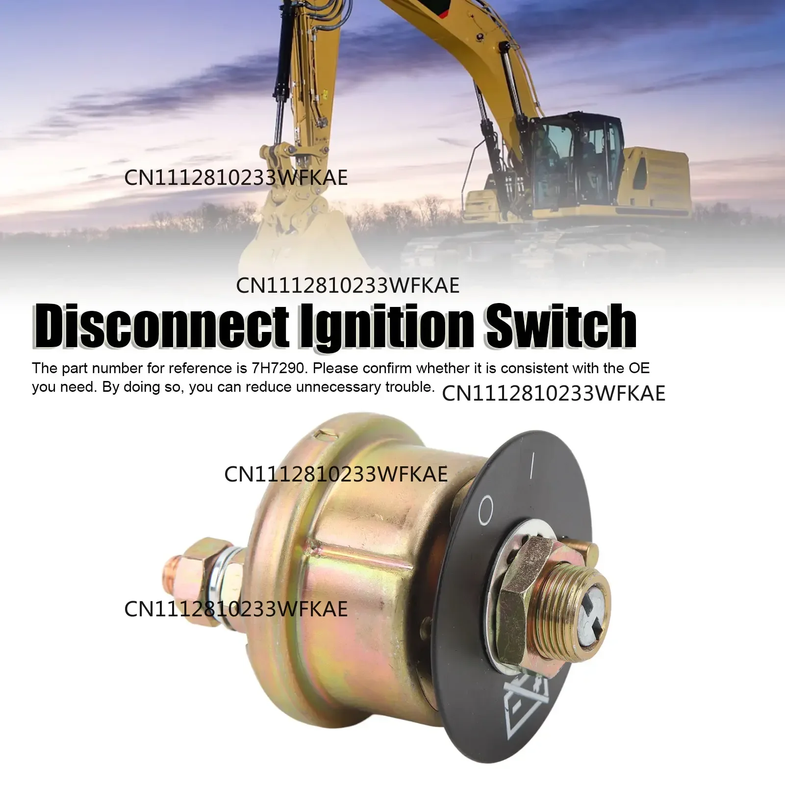 Battery Disconnect Ignition Switch 7H7290 Master Power Ignition Disconnect Switch with Keys for Caterpillar Cat Excavators