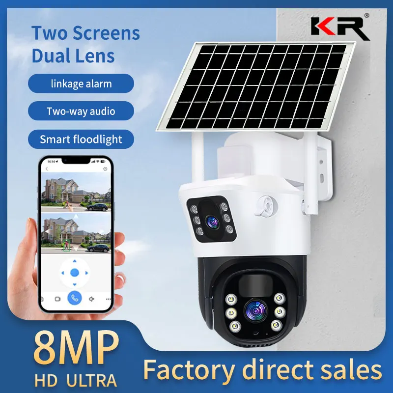 v380 Pro 10X enlarged closed-circuit television WIFI camera,5MP solar closed-circuit television wireless outdoor 360 pan