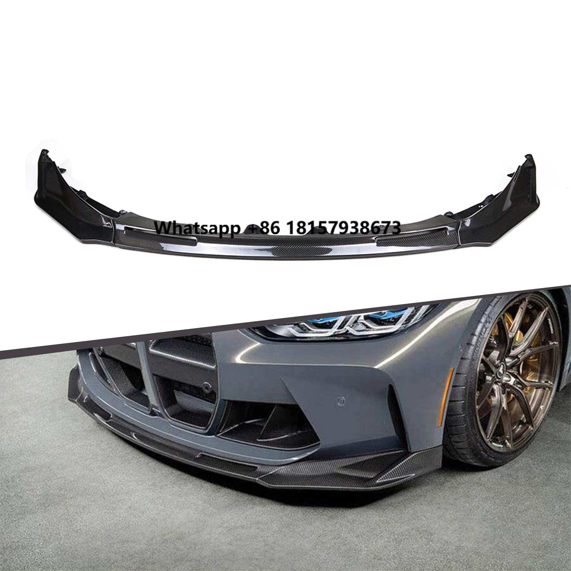 

V Style Carbon Fiber Front Bumper Spoiler Lip Aero Kit Car Styling Exterior Parts Body Modifications for M3 M4 G80 G82