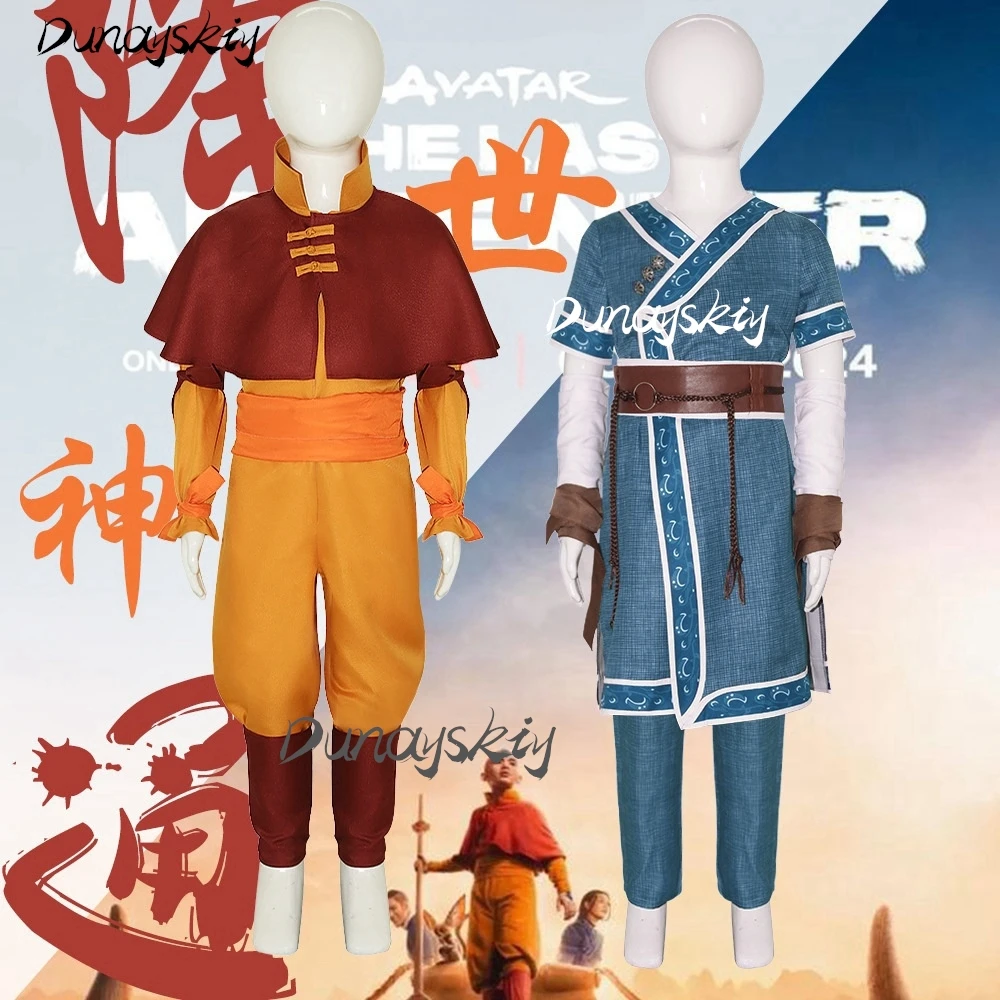 

Avatar: The Last Airbender Aang Cosplay Costume Set as Sokka from Anime Cartoon Customized Outfit for Children, Kids, and Adults