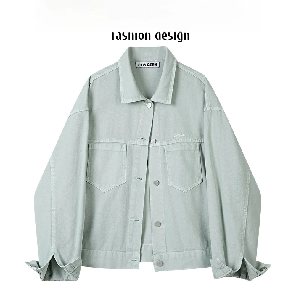

CIVICERA Ретро Гонконг Sle Повседневная джинсовая ткань женская весенняя мода Age-Defng модный топ с хлопковым воротником и ягодицами...