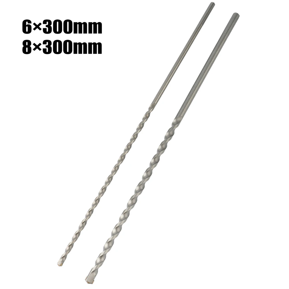 2 Pcs 300mm Drill Bits 6 8mm Triangle Shank Tungsten Carbide Tip For Masonry Concrete Limestone Drilling Power Tools