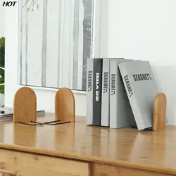 1PC natura bambusowe Organizer na biurko Bookends Book Ends stojak uchwyt półka Bookrack