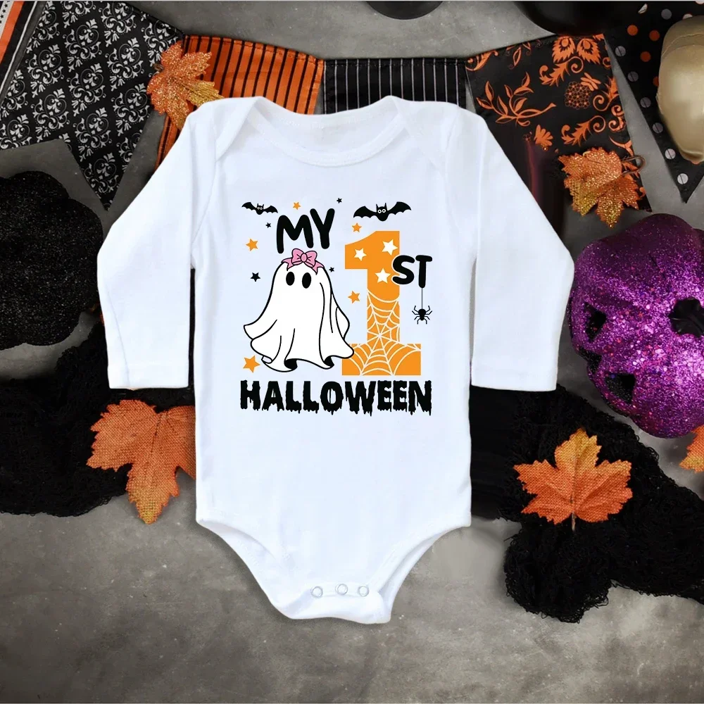 

My 1st Halloween Printed Baby Bodysuit Halloween Outfit Bodysuit for Newborn Infant Long Sleeve Jumpsuit Toodler Summer Clothes