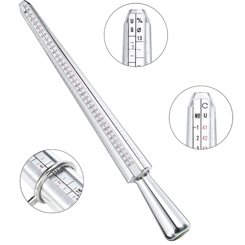 Rings Sizer Measuring Set With Mandrel And Gauge Tools Portable Measuring Tools for Determining Finger Circumference C1FC