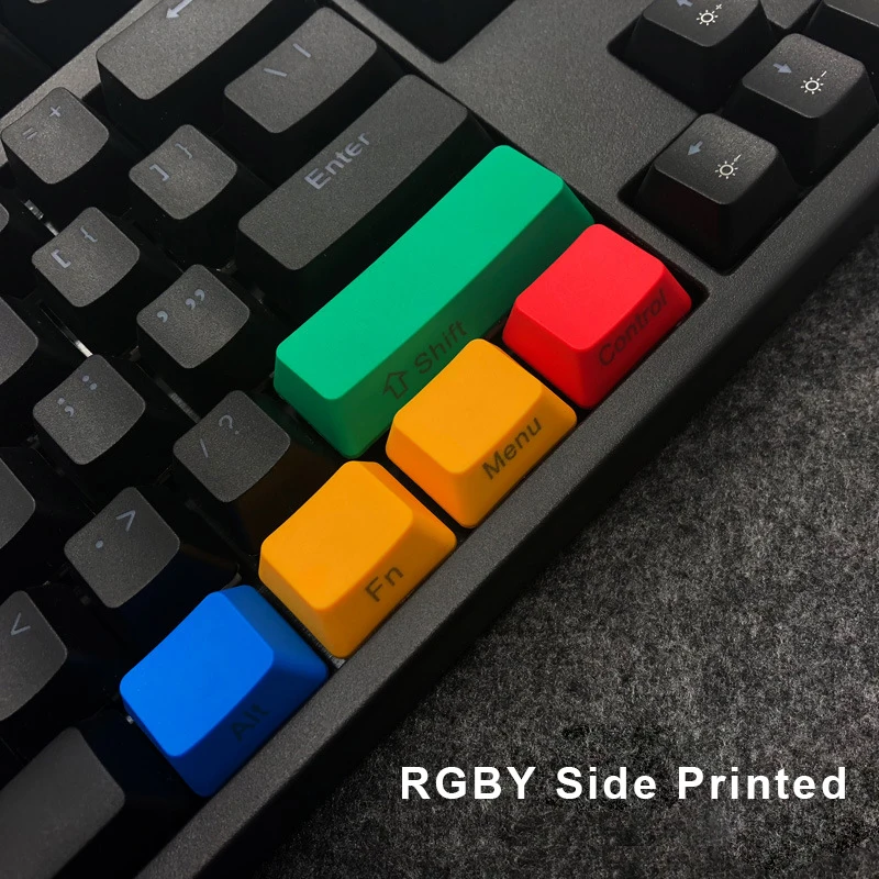 10 Mac Keys Menu Control RGBY Colorful keycap Blank/Top/Side Printed PBT Keycaps for USB Mechanical Keyboard DIY Replacement