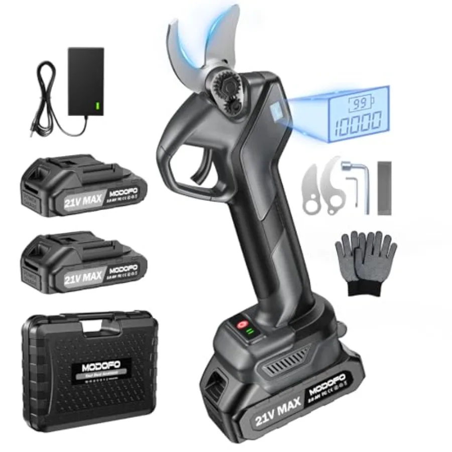 

Усовершенствованные электрические секаторы с диаметром реза 1,6 см, беспроводной секатор с ЖК-дисплеем, бесщеточный двигатель, 2×2,0 Ач перезаряжаемые аккумуляторы