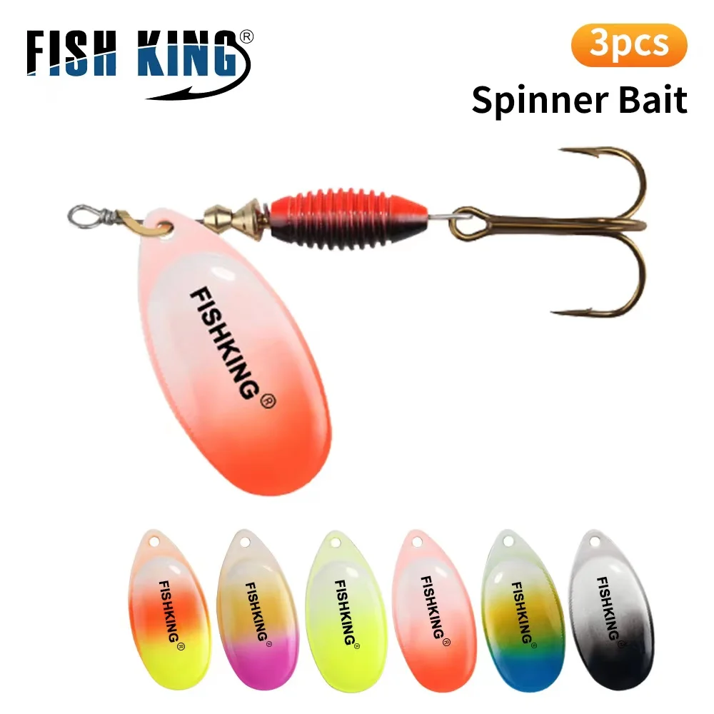 

FISH KING Fishing Lure 3pcs/lot 4g 4.8g 7g 10g 14g Spinner Bait High Quality Hard Baits Treble Hook Fishing Tackle For Pike