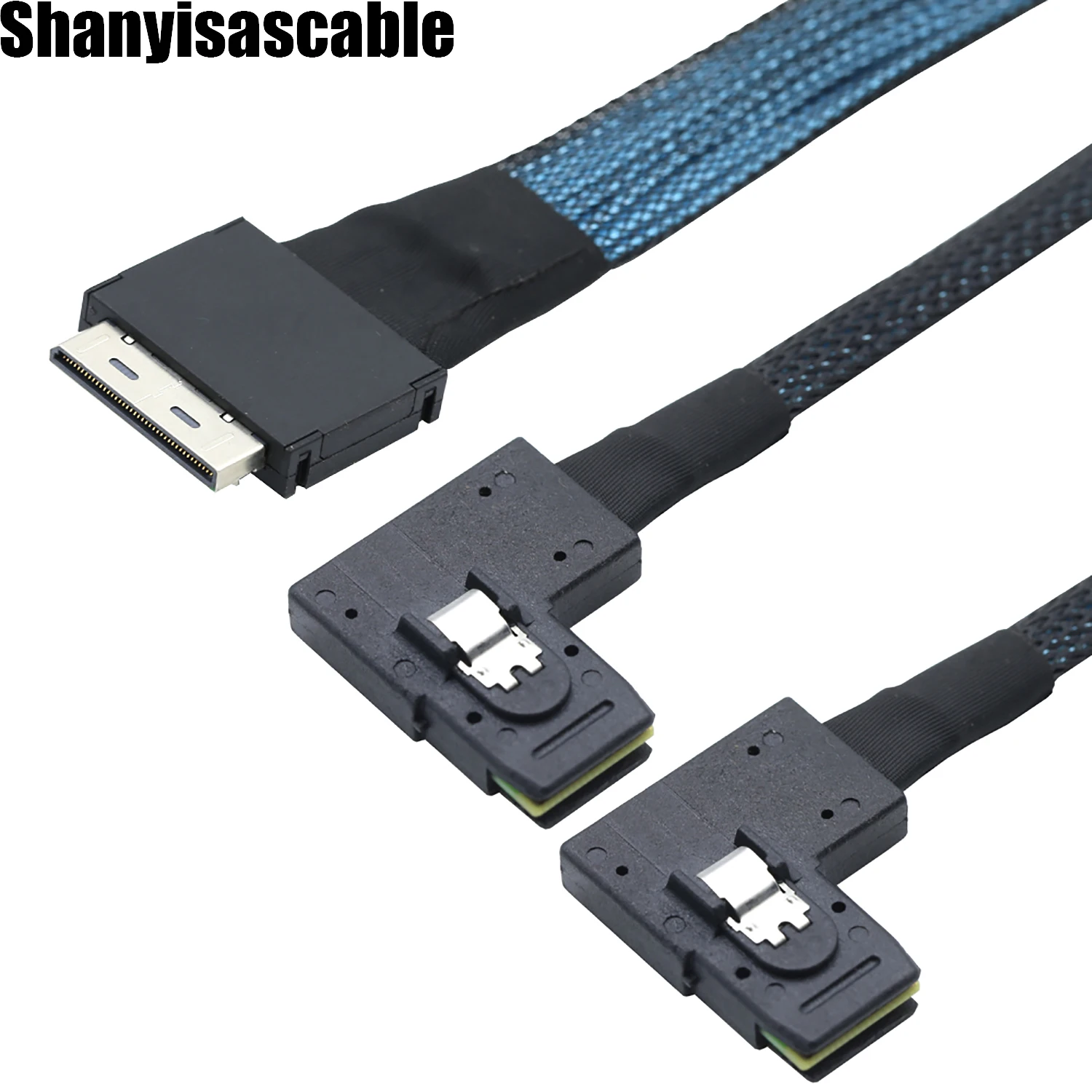 

1.0M Oculink PCI-Express SFF-8611 8i SSD Data Active to Dual MINI SAS SFF-8087 left angle PCI-E Ultraport Slimline SAS Slim