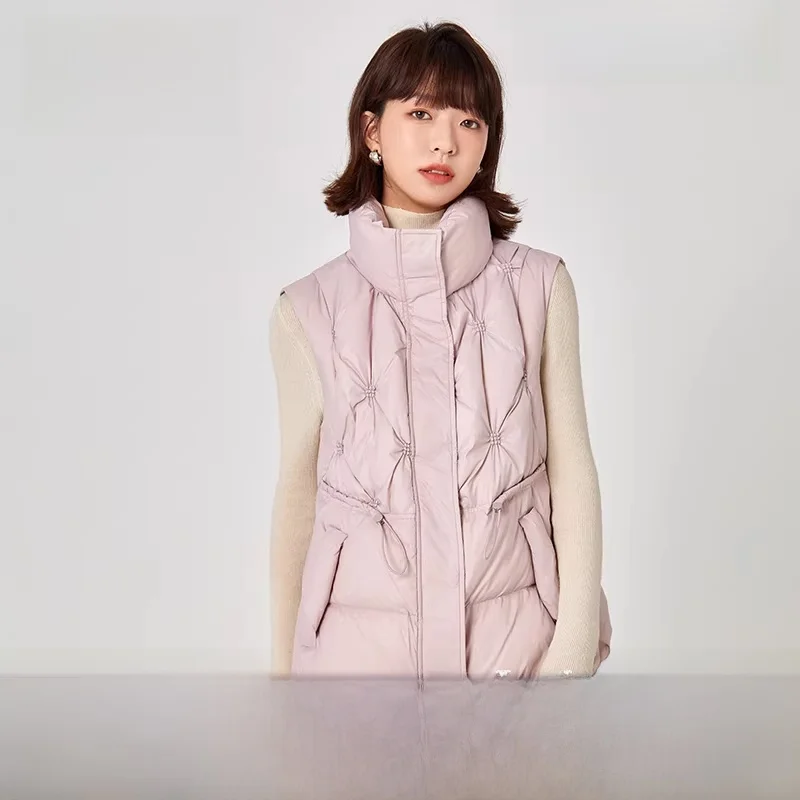Snow Flng Women's ort down Vest 2025 New Sweet Stand Collar Jaet Outerwear Versatile Autumn Winter Coat Commute Sle S...