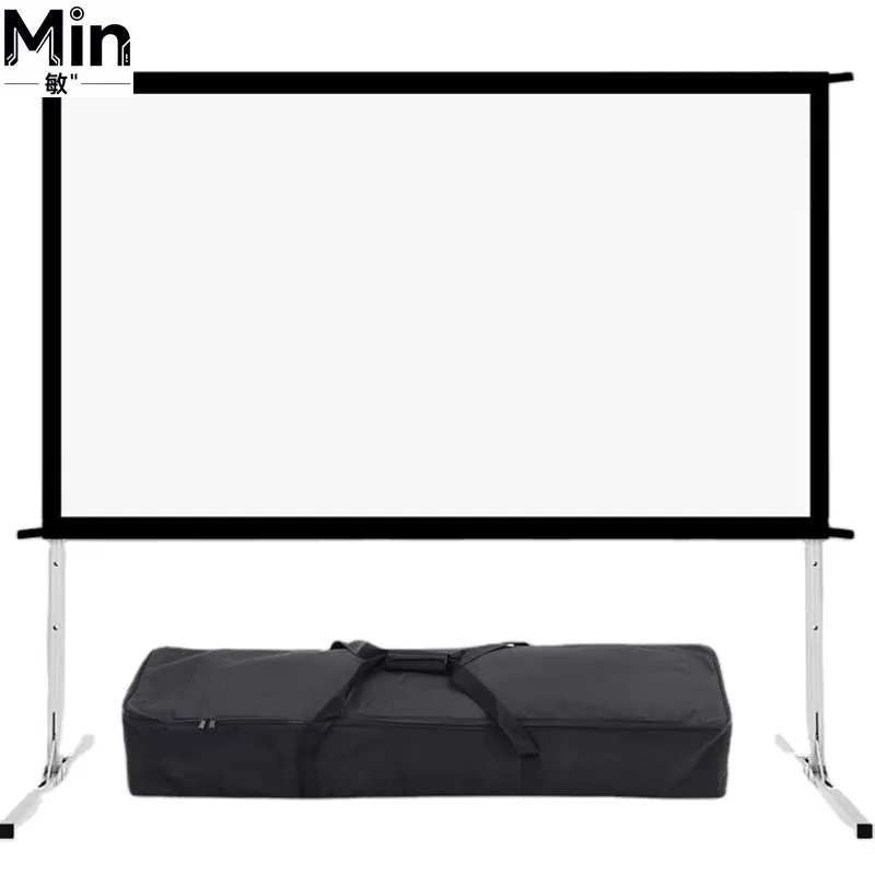 120 Inch 16:9 4K 1080HD Portable Projector Screen with Stand Foldable Anti-Wrinkle PVC Matte Fabric for Home Theater Outdoor