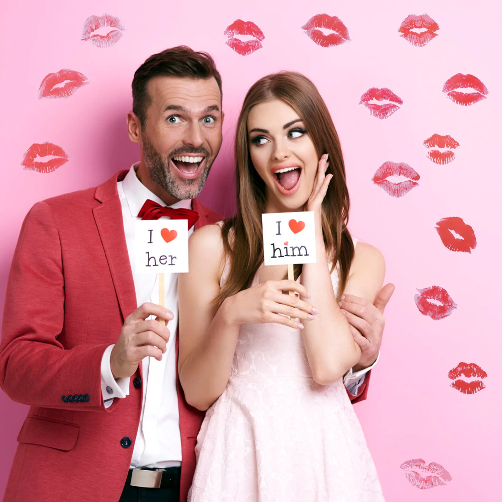 

2 Sheets Valentine Lips Wall Sticker Romantic Lip Shape Decal Home Party Decor Adhesive Valentine Wall Art Adhesive Sticker