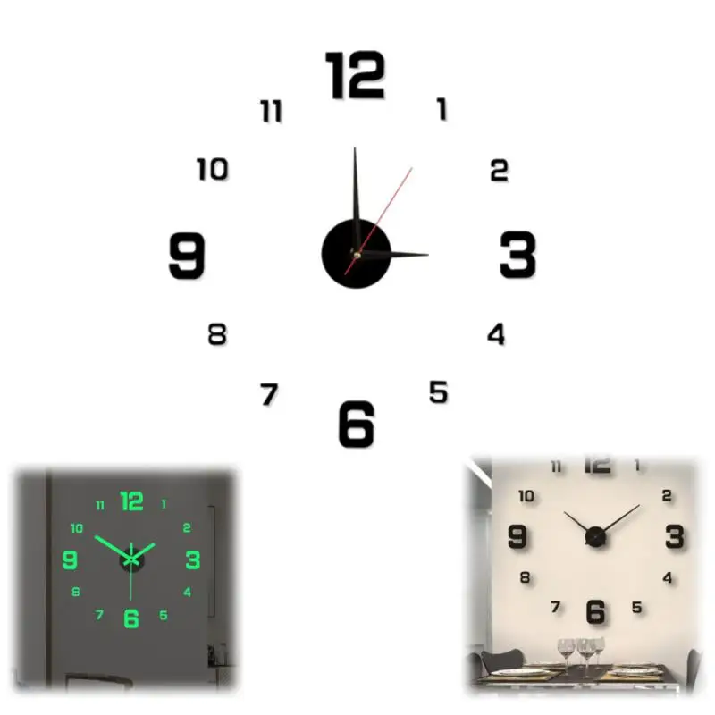 1pcs Wall Clock 40cm/16'' Frameless Modern 3D Wall Clock Mirror Sticker Clock for Home Office Hotel Restaurant Decoration