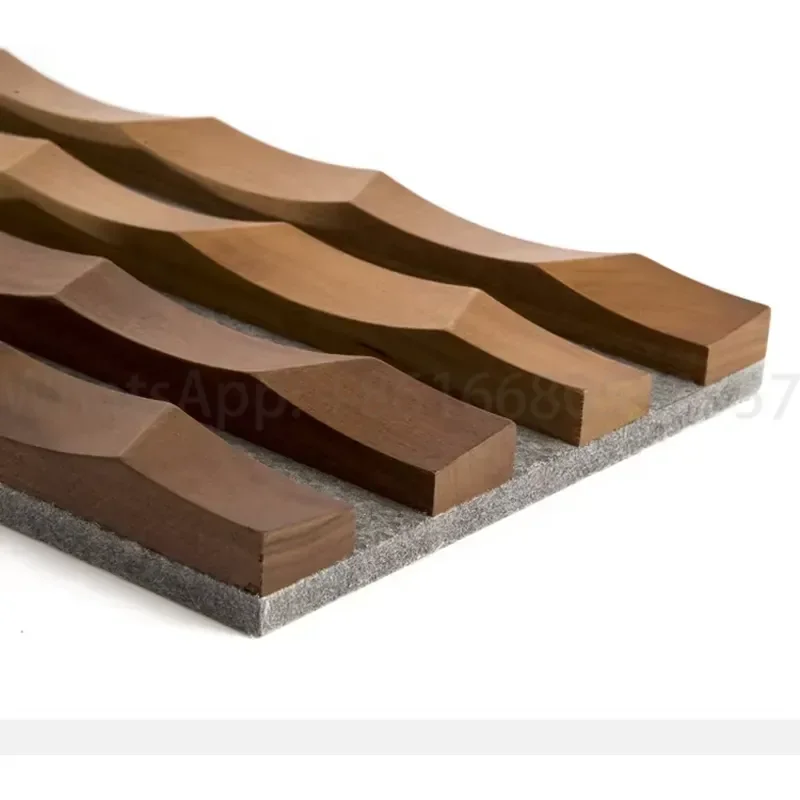 MUMU Dongguan Factory Solid Timber 3D Interior Room Slat Wood Cladding Decoration Wainscoting Wall Panels