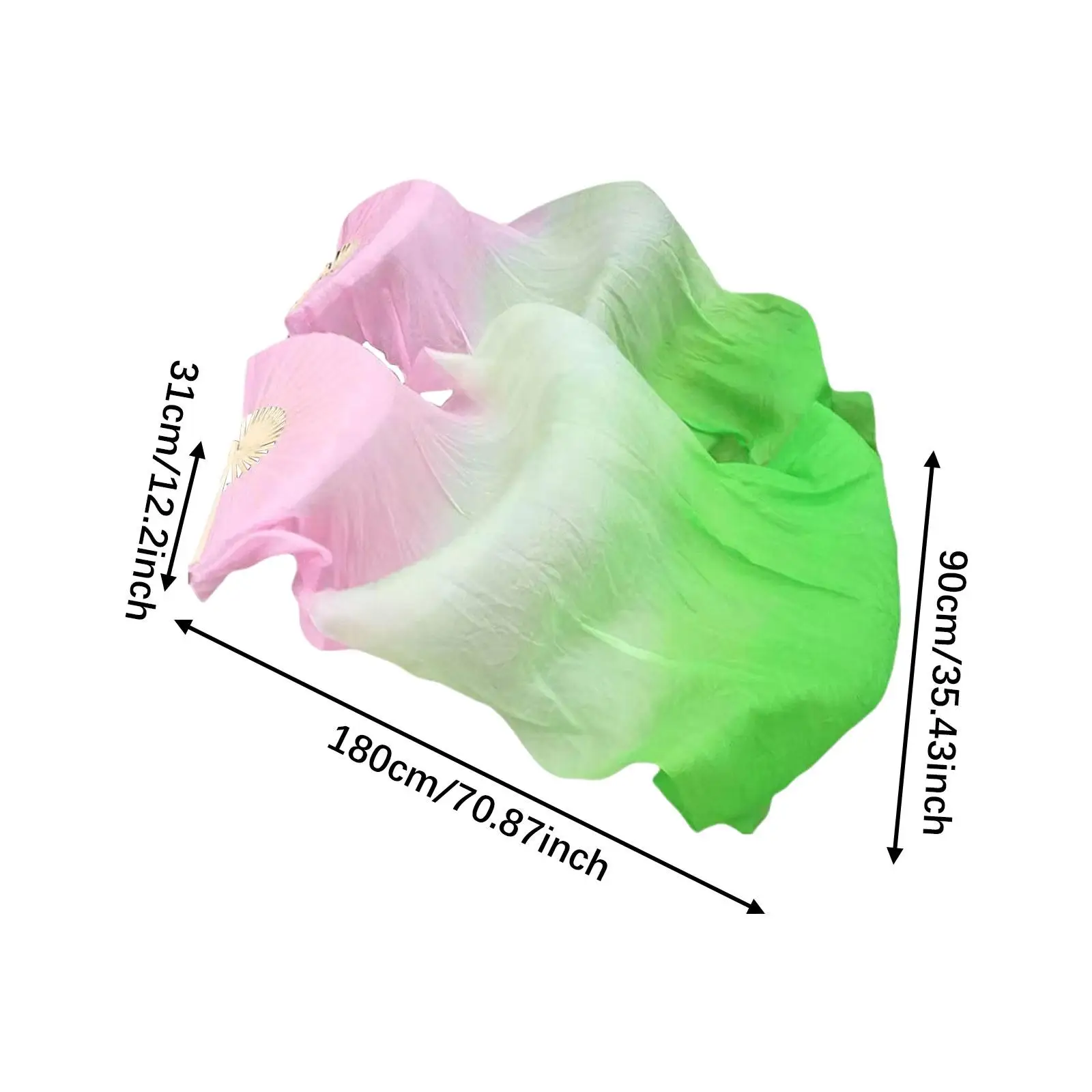 オリエンタルダンスシルクベールファン 1.8M 手作り竹扇子ペア パフォーマンスアクセサリー 女性用ドレスアップ