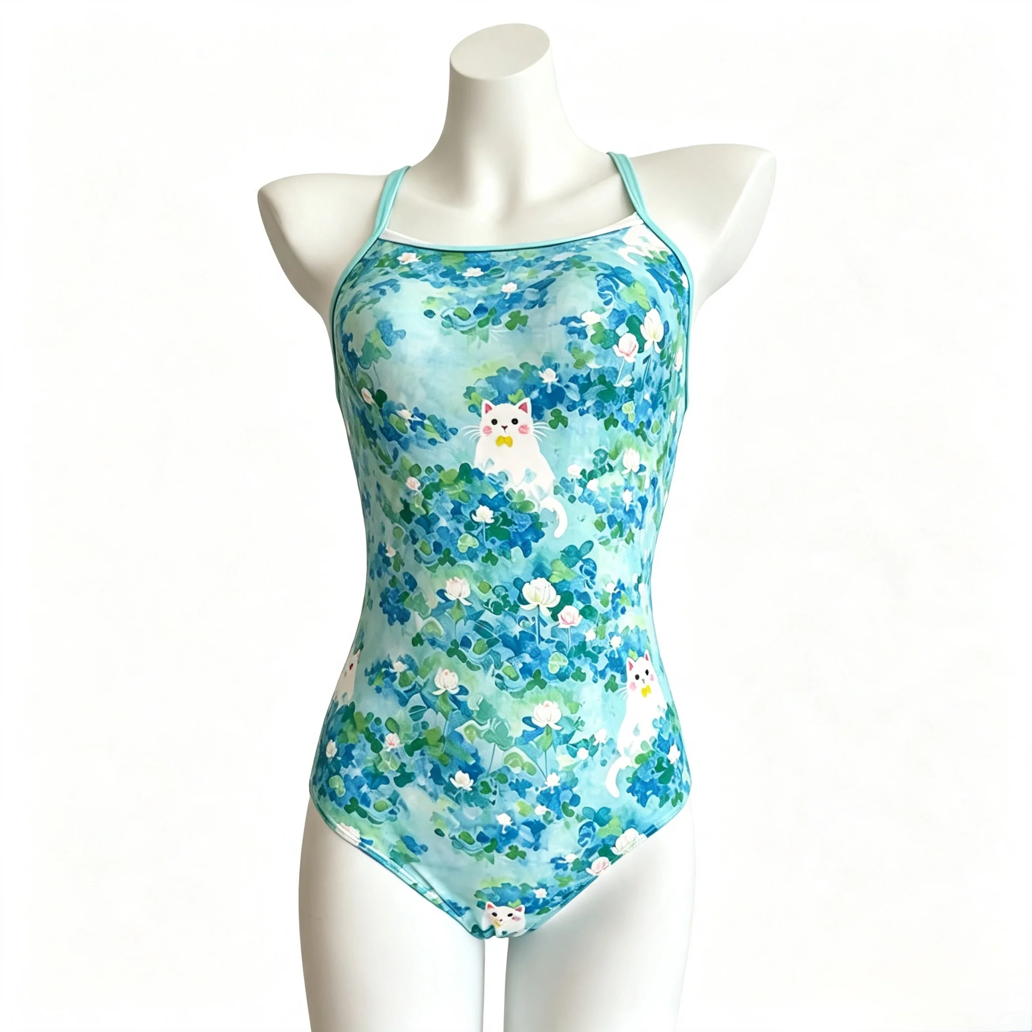 Professional Speed Suit One-Piece Swimsuit for Women  Pond Theme Swimming Gym Special High Elasticity Quick Dry Nylon Lycra