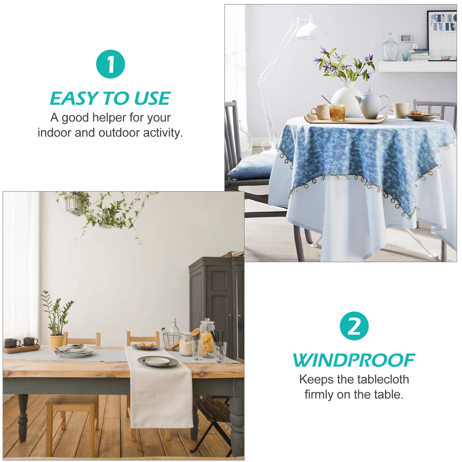 

4pcs Tablecloth Weights Stone Pendant With Metal Clips For Outdoor Garden Party Picnic Reusable Table Cover Weight Patio Supply