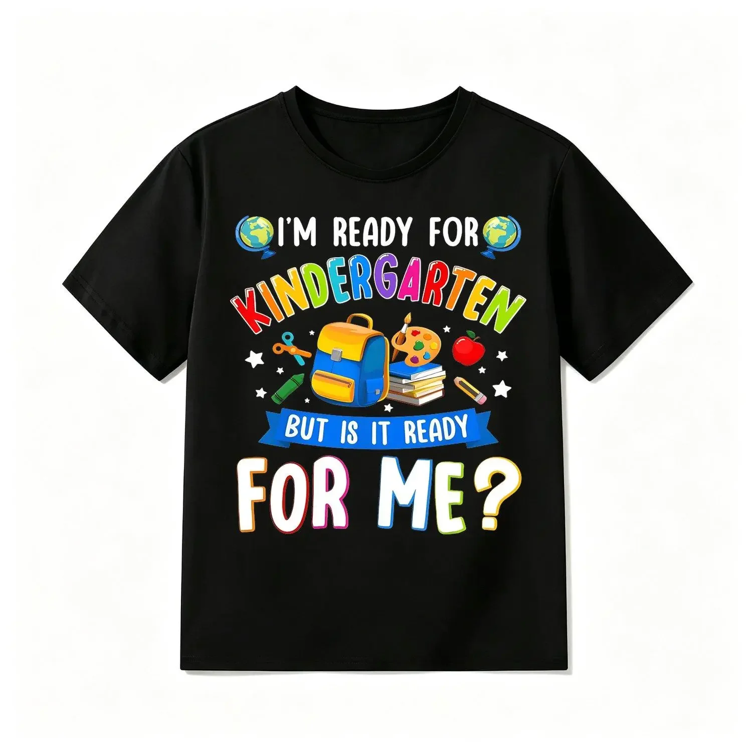 Boys' Crew Neck Short-Sleeve Breathable Casual Comfortable Bottoming T-Shirt, Kid’s Sportswear Multi-Size Schoolwear for First Day of Kindergarten, Ideal Gift