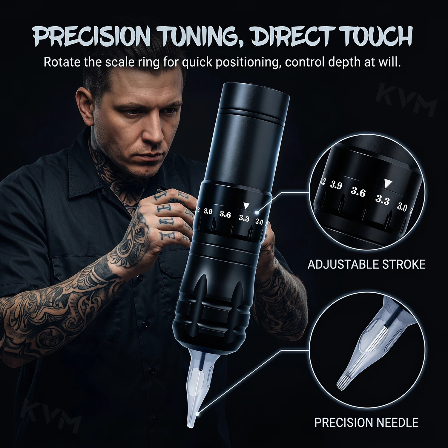 Adjustable Stroke Wireless Rotary Tattoo Pen Kit Complete Tattoo Supplies Set Cartridge Needles Ink Cups Practice Skin Grip Tape