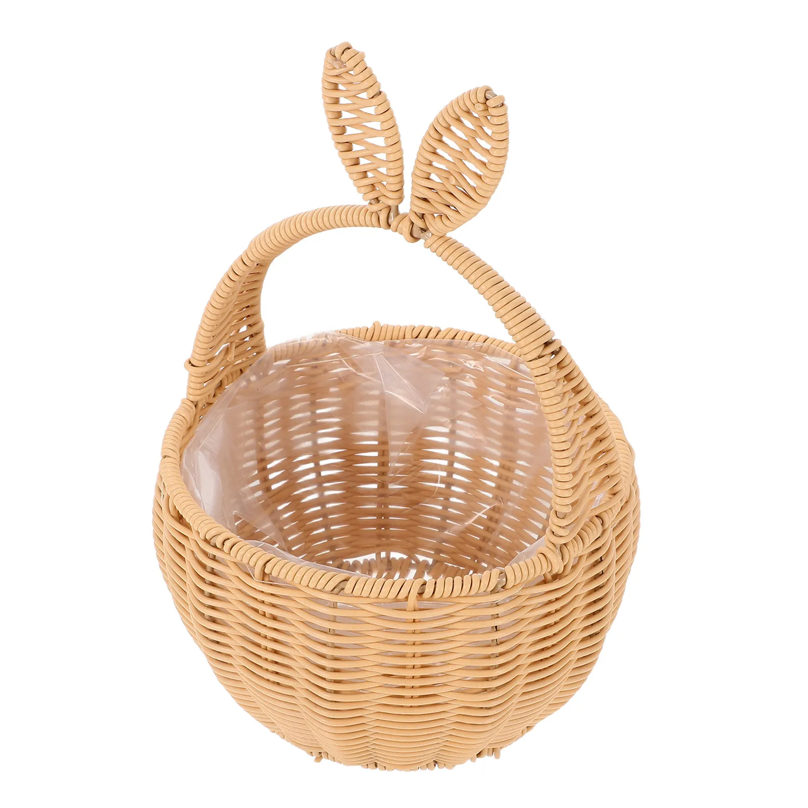

Плетеная корзина с ушками кролика, имитация ротанга, ручная работа, универсальное применение, корзина для цветов, для пикника, путешествий, покупок