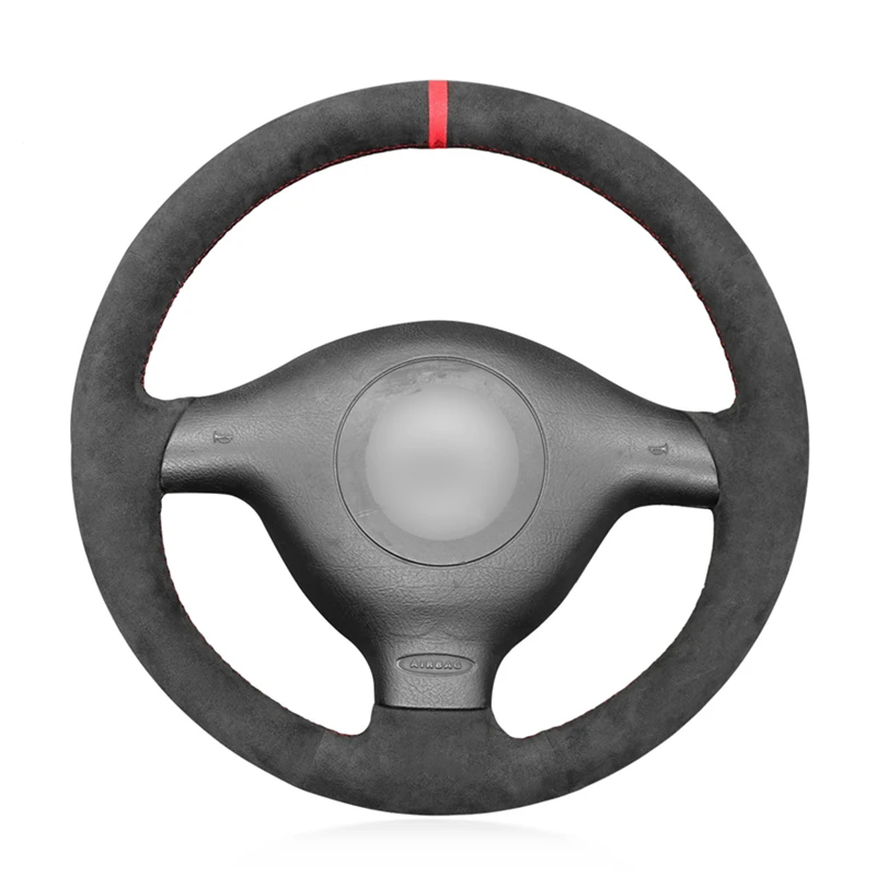 Black Suede Car Steering Wheel Cover for Seat Leon MK1 Volkswagen VW Golf 4 IV Passat B5 Variant Polo Skoda Fabia 1