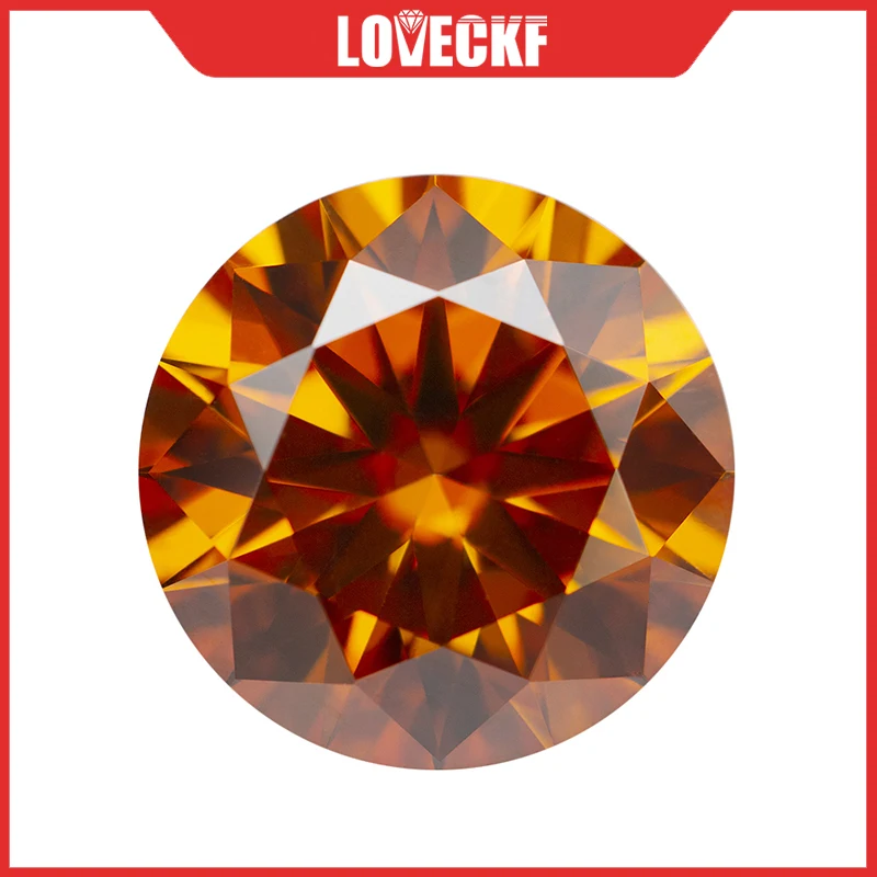 

Orange Colored Moissanite Loose Stone Round Cut 0.5-5.0ct VVS1 Pass Diamond Tester with GRA Certificate